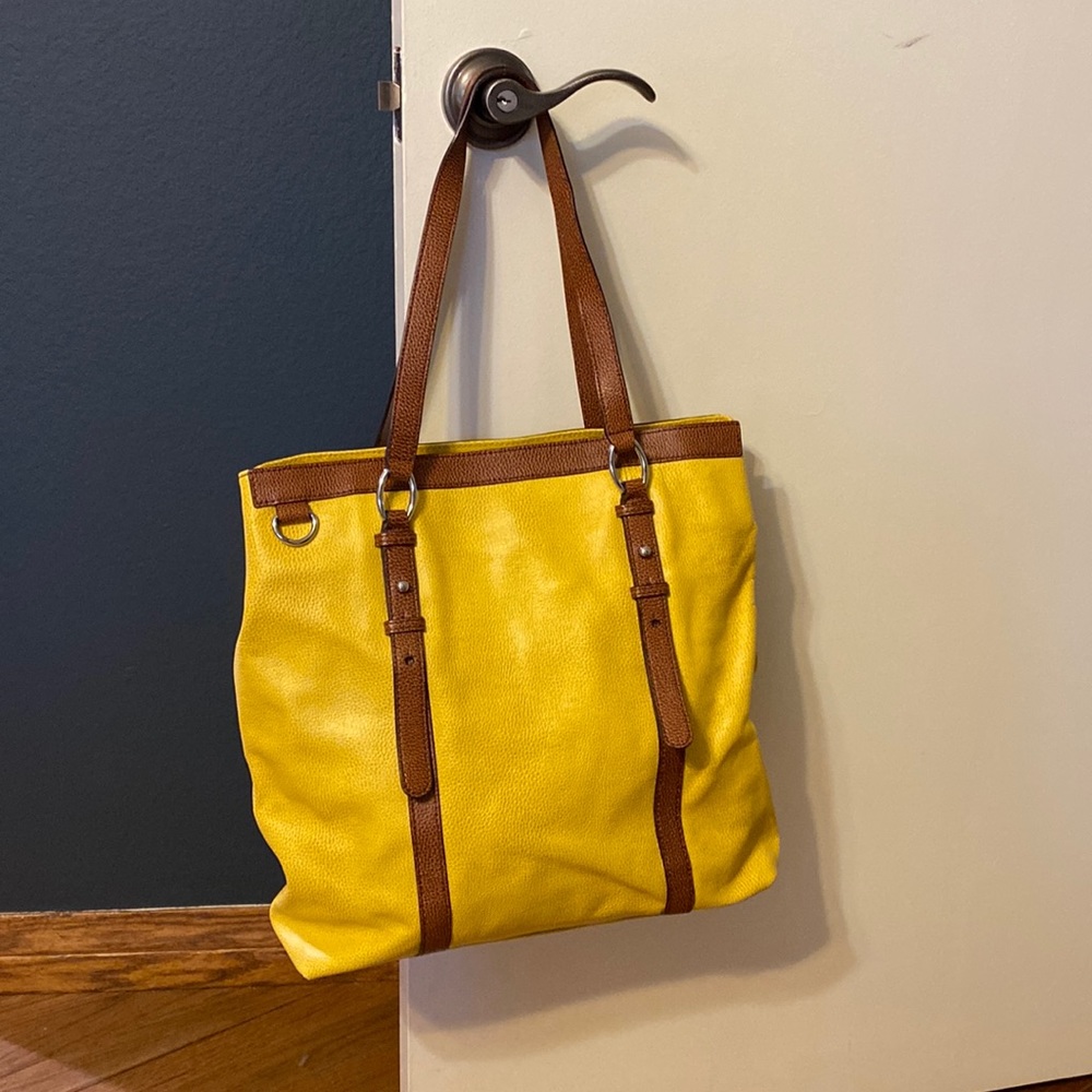 Banana Republic Leather Tote Bag - Yellow